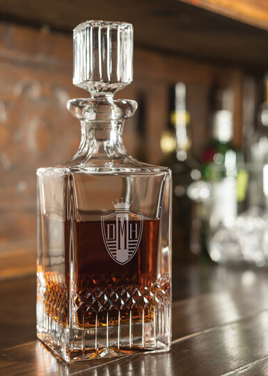 Deep Etched Monogrammed Exception Crystal Decanter